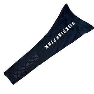 VICTORIAS SECRET PINK COZY DARK GREY LEGGINGS WITH SIZE LOGO & MESH ANKLE DETAIL